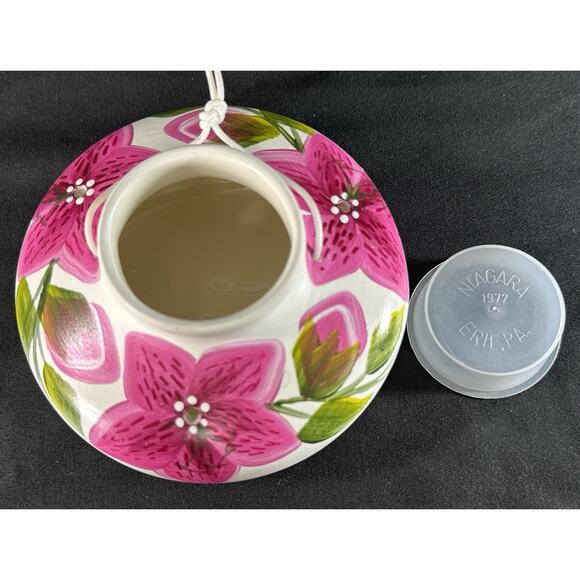 Hand Painted Ceramic Hanging Hummingbird Feeder Floral Niagara Erie PA 1972 - Picture 5 of 6